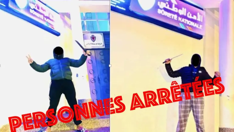 توقيف شخصين ظهرا في صور وهما يشهران أسلحة بيضاء أمام دائرة أمنية بالدار البيضاء